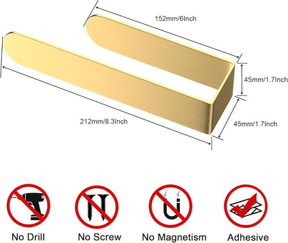HUFEEOH 2 Pack Adhesive Hand Towel Holder, Kitchen Towel Rack Towel Bars Wall Mounted, Stainless Steel Bath Holder for Bathroom Hotel Kitchen (Gold, 8 Inch(2PC))