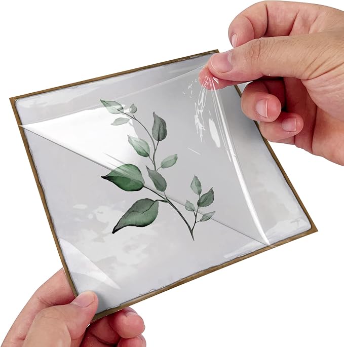 Alwayspon Vinyl Sticker Peel and Stick, Self-Adhesive Wall Tile Transfers Backsplash Sticker Decal for Kitchen Bathroom, 6x6inch/15x15cm 30Pcs, Leaves T031