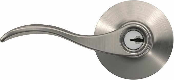 Schlage F51A ACC 619 Accent Door Lever, Keyed Entry Lock, Satin Nickel