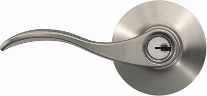 Schlage F51A ACC 619 Accent Door Lever, Keyed Entry Lock, Satin Nickel