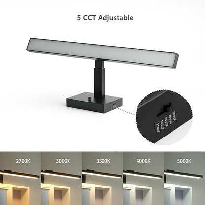 mirrea 24-Inch Matte Black LED Vanity Light Over Medicine Cabinet, Modern 5CCT Dimmable Bath Bar Lighting with Extendable Arm for Bathroom