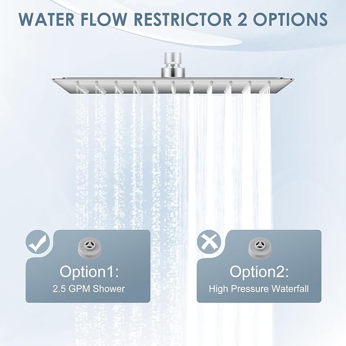 10 Inch Rain Shower Head Brushed Nickel - All Metal Stainless Steel 304, Ultra Thin Design, Modern Bathroom Square Rainfall Showerheads - Full Body Coverage Bath Shower