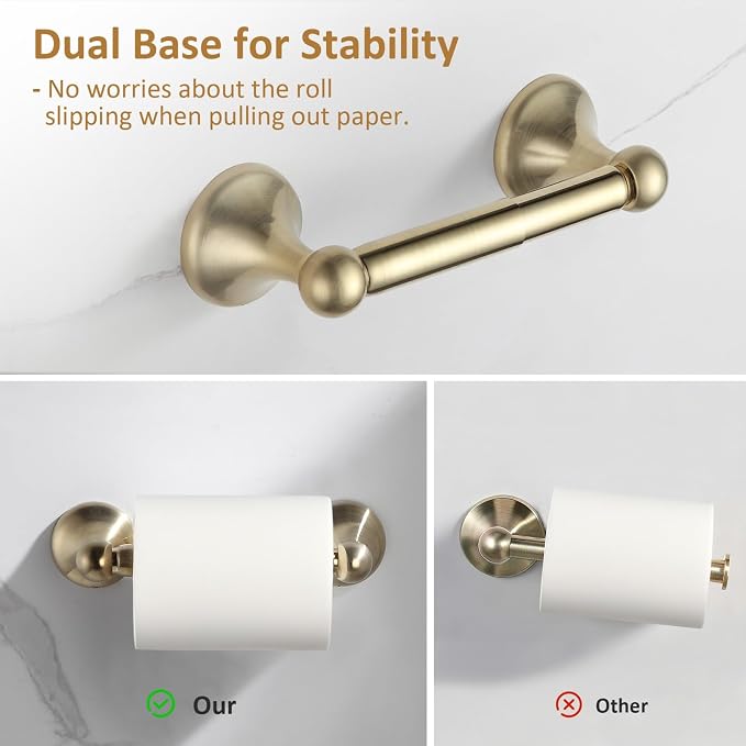 BGL Bathroom Accessories Set, Brushed Brass Towel Holder for Bathroom, 4-Piece Towel Ring, Robe Hook, Toilet Paper Holder Wall Mounted