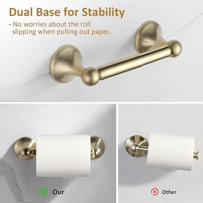 BGL Bathroom Accessories Set, Brushed Brass Towel Holder for Bathroom, 4-Piece Towel Ring, Robe Hook, Toilet Paper Holder Wall Mounted