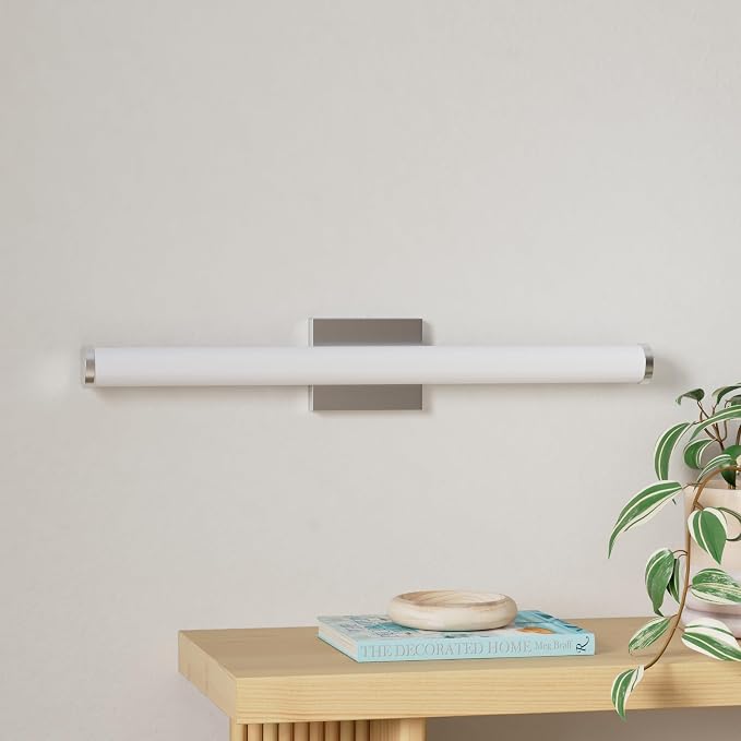 ASD 24" LED Linear Vanity Light Fixture, Modern Bathroom Sconce — 3 Color 3000K-5000K, Dimmable, 25W 1750LM, Energy Star & ETL Listed — Over Mirror Makeup Bar for Bedroom, Cabinets — Nickel, 4 Pack