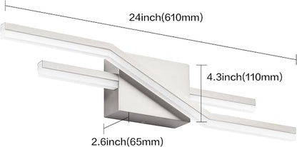 SOLFART Bathroom Light Fixtures Brushed Nickel 24 Inch Dimmable Vanity Lights Modern Led Lights for Bathroom