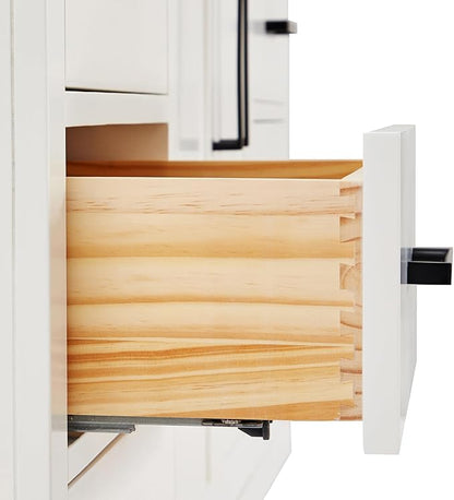 ARIEL Hepburn 66-inch Bathroom Vanity Base Cabinet,Solid Wood, 2 Soft Closing Doors, 9 Dovetail Drawers, White