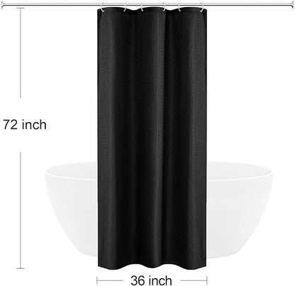 Small Stall 230GSM Black Shower Curtain, 36 x 72 | 230GSM Narrow Half Fabric Shower Curtain for Bathroom, Water Repellent, Machine Washable