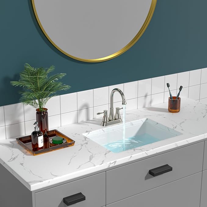 Sarlai Undermount Bathroom Sink - 21 x 15 inch Rectangular Vessel Sink Undermount Modern White Ceramic Rectangle Sink, Vanity Sinks Art Basin with Overflow, Interior Bowl Size 19" x 13"