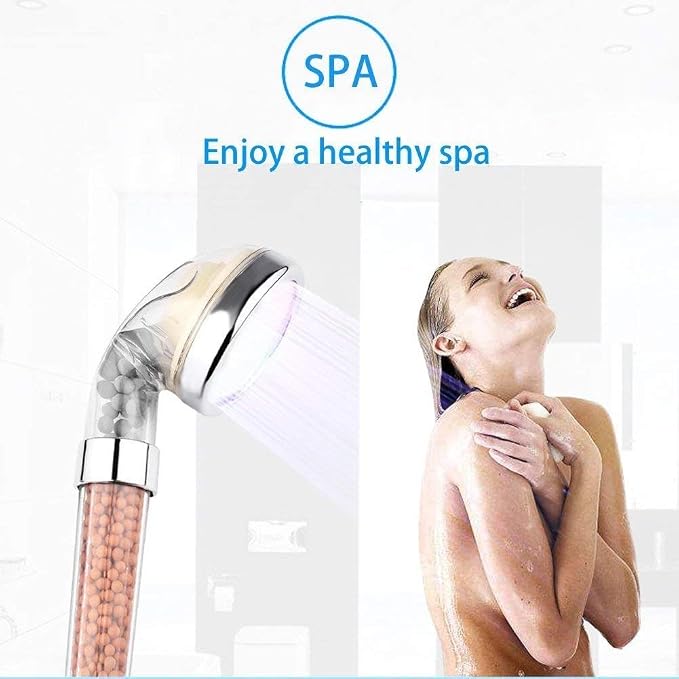 PRUGNA Filter Shower Head with Hose and Shower Arm Bracket, High Pressure & Water Saving Handheld Shower, 3-Settings Filter Showerhead for Dry Hair & Skin SPA