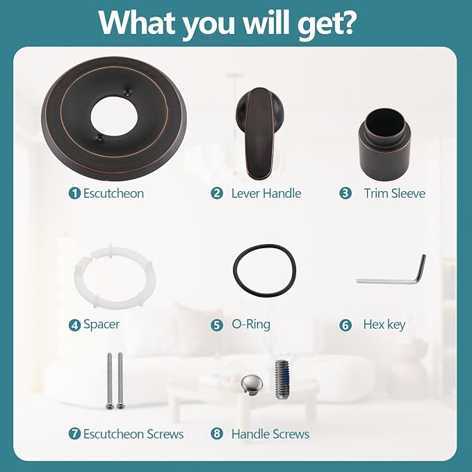 Shower Trim Kit Replacement for 13/14 Series, Shower Cover Plate with Handle (Valve& Catridge Not Inclued) (Oil Rubbed Bronze)