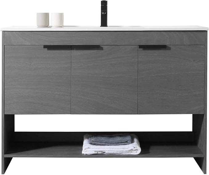 Phoenix 48 Inch Bathroom Vanity with Sink – Modern Design, Soft-Close Doors, Storage Drawers, Durable Build – Perfect Vanity for Small Bathrooms (Full Assembly Required)