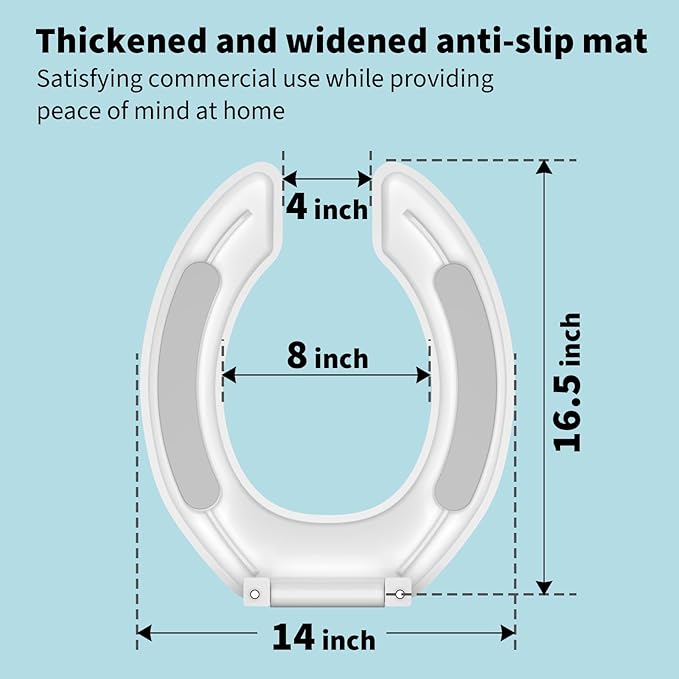 Commercial Heavy Duty Open Front Toilet Seat Without Cover, Thickened Material, Never Loosen, ROUND, White (16.5”)1-Pack