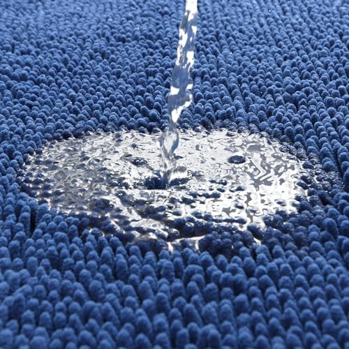 LOCHAS Luxury Bathroom Rug Shaggy Bath Mat 24 x 60 Inch, Blue