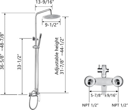 AmazonBasics Outdoor Shower Fixtures - Total Complete Shower Kit, Chrome Finish with SS304 Handheld High Pressure Shower Head, 2-Functions