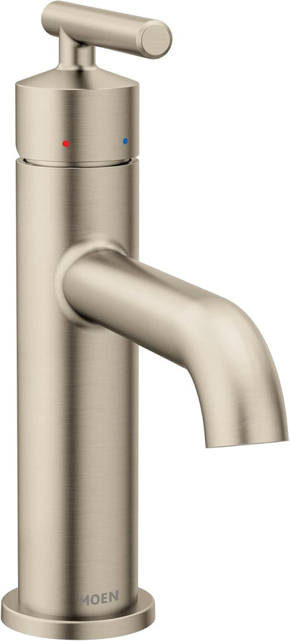 Moen Gibson One-Handle Single Hole Modern Bathroom Sink Faucet with Optional Deckplate, Brushed Nickel, 6145BN
