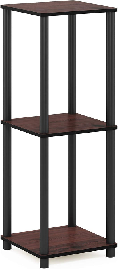 Furinno Turn-N-Tube Toolless Assembly Side Table Set of 2, Stackable 2-Tier Brown End Table with Open Shelf, Night Stand, Bedside Table, for Living Room, Bedroom, Cherry Oak