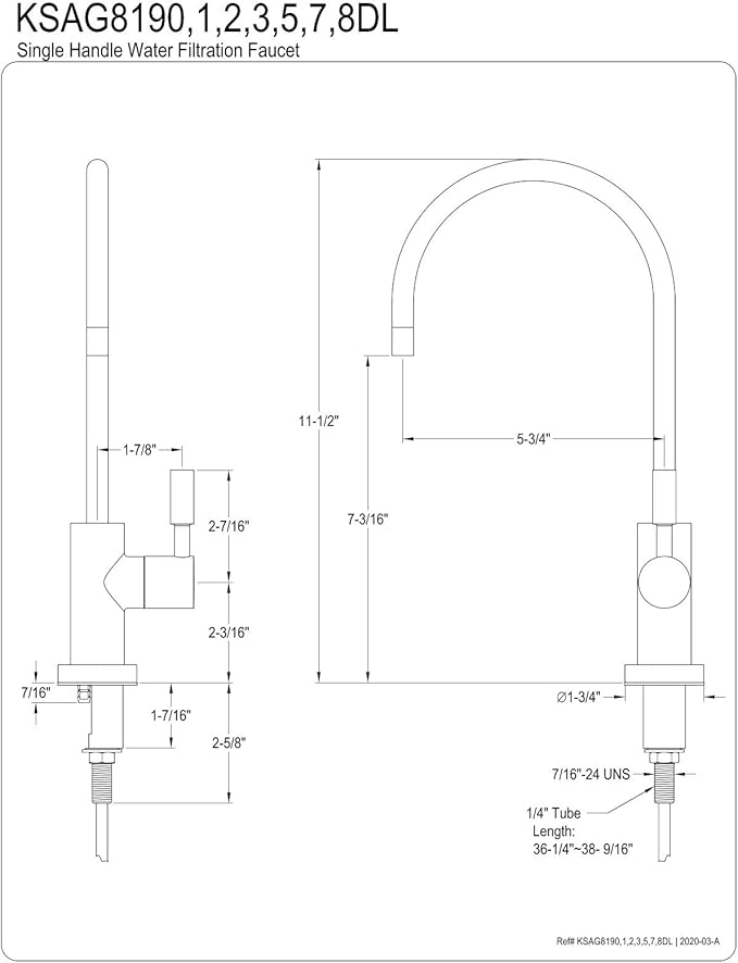 Kingston Brass KSAG8191DL Concord Water Filtration Faucet, Polished Chrome,2.75 x 5.75 x 11.5