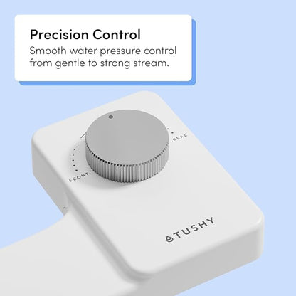 TUSHY Fresh Dual Nozzle Cool Water Bidet, Matte Silver Knob | Ultra Slim Toilet Seat Attachment, Non-Electric, 180° Front and Rear Wash, Self-Cleaning, 10 Minute DIY Install