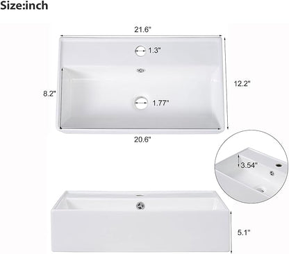 Merax 20 Bathroom Vanity Sink Combo, Wall Mounted Cabinet Sink Set with Ceramic Basin for Small Space, Undermount Sink Cabinet, Black