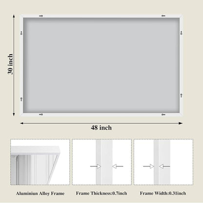 Koonmi White Rectangle Wall Mirror, 30x48 Inch Bathroom Mirror, Aluminum Frame Vanity Mirror for Entryway, Living Room, Bedroom Bathroom, Hangs Horizontally or Vertically