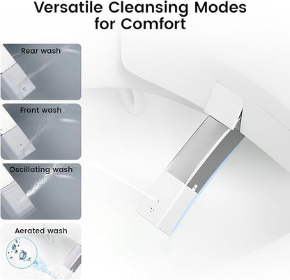 DA80 Smart Toilet with Bidet, One Piece Bidet Toilet with Water Tank & Pump, Elongated Heated Seat, 1.06 GPF Auto Flush, Warm Water, Remote Control, Foot Kick Blackout Flush Deodorization