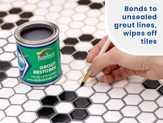 Grout Pen Grout Paint for Tile, Floor & Shower - Grey - 125ml (4.2oz) | Waterproof Paint Grout Refresh Restorer for Kitchen & Bathroom Tiles - Can Size for Larger Projects