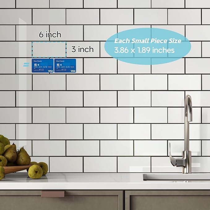 STICKGOO Peel and Stick Backsplash on Subway Tile, Glossy White | PVC, Self Adhesive Thick Kitchen Backsplash, Waterproof, Traceless Peel, Ideal for Vanities, Bathrooms