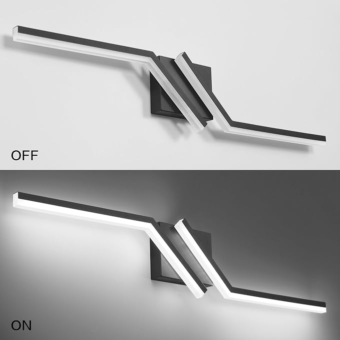 32 inch Black Vanity Light Modern Bathroom Lights Over Mirror Dimmable Bathroom LED Lights 6000K Cool White ETL Driver