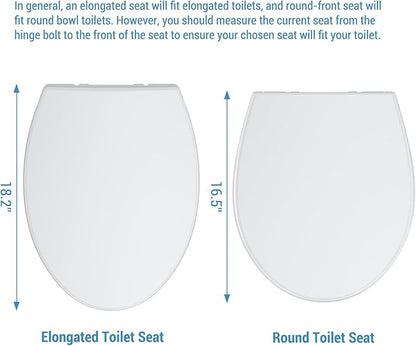 Toilet Seat Cover, White Round Toilet Seat with Secure Lock, Smooth Finish for Standard Toilets, Easy Installation, Sturdy Hinges, Perfect for Everyday Use