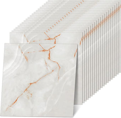 Spiareal 48 Pieces Peel and Stick Floor Tiles Vinyl Flooring 12 x 12 Inch Stick on Floor Tile Self Adhesive Waterproof DIY for Bathroom Kitchen Bedroom Living Room(Stylish)