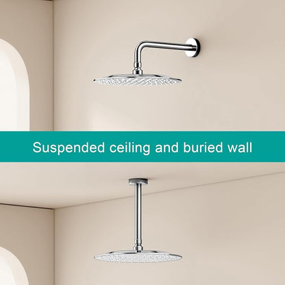 All Metal Rain Shower Head - Heavy Duty Stainless Steel, Easy Install, High Water Flow, Ultra-Thin Modern Design for Bathroom (Chrome, 10)