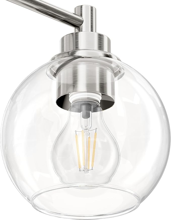 VONLUCE 4 Light Bathroom Vanity Light Fixtures, Brushed Nickel Finish | Globe Glass Shades, E26 Sockets, Easy to install, ETL Certificated, Vanity Lights for Bedroom Hallway Living Room