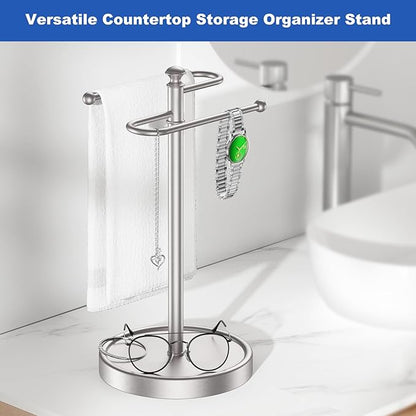 Hand Towel Holder, 304 Stainless Steel Heavy Duty S Shape Hand Towel Stand Free Standing Towel Bar for Bathroom Kitchen Countertop