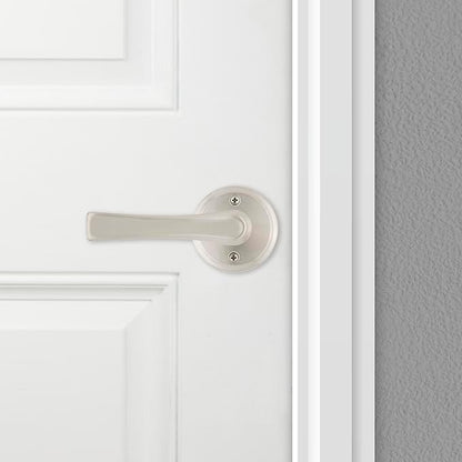 Kwikset Katella Dummy Door Handle, Single Sided Lever for Closets, French Double Doors, and Pantry, Satin Nickel Non-Turning Reversible Interior Push/Pull Lever, with Microban Protection