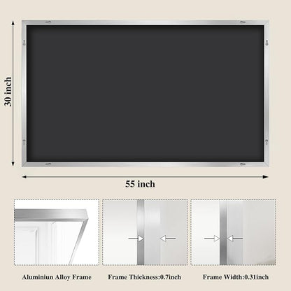 Koonmi Silver Rectangle Wall Mirror, 30x55 Inch Bathroom Mirror, Aluminum Frame Vanity Mirror for Entryway, Living Room, Bedroom Bathroom, Hangs Horizontally or Vertically