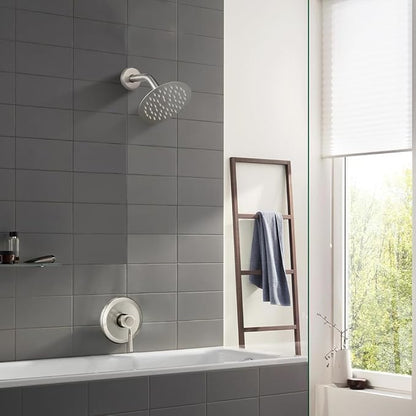 Shower Head And Faucet Set Complete With 6 Inch High Pressure Rain Shower Head Brushed Nickel Shower Fixtures With Valve Trim kit Regaderas Para bBaño Modernas