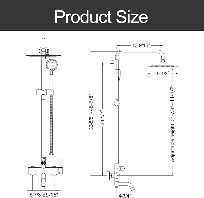 Matte Black Outdoor Shower Kit - SS304 Shower Head with Handheld, High Pressure, Complete Shower System with Enclosure and Fixtures