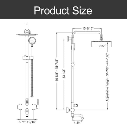 Matte Black Outdoor Shower Kit - SS304 Shower Head with Handheld, High Pressure, Complete Shower System with Enclosure and Fixtures