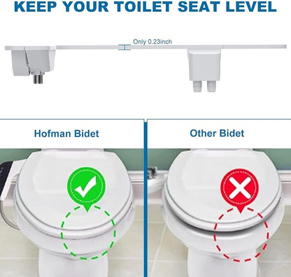 Toilet Bidet Attachment, Non-Electric Dual Nozzle (Feminine/Bidet Wash), Self-Cleaning Fresh Cold Water Sprayer Bidets for Toilets with Adjustable Water Pressure (Paddle Shifters, White)