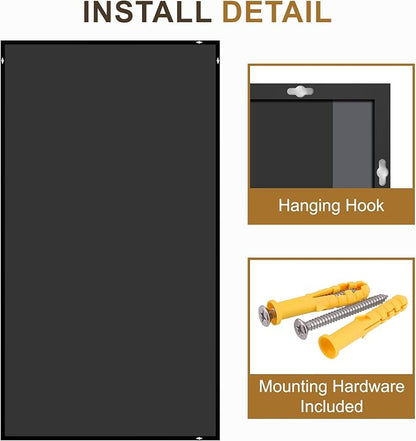 Rectangular Bathroom Mirror, 55"x30" Black Metal Framed Vanity Mirror | HD Shatterproof Wall Mirror, Horizontal or Vertical Hanging, Easy Installation for Bathroom, Bedroom, Living Room, Entryway