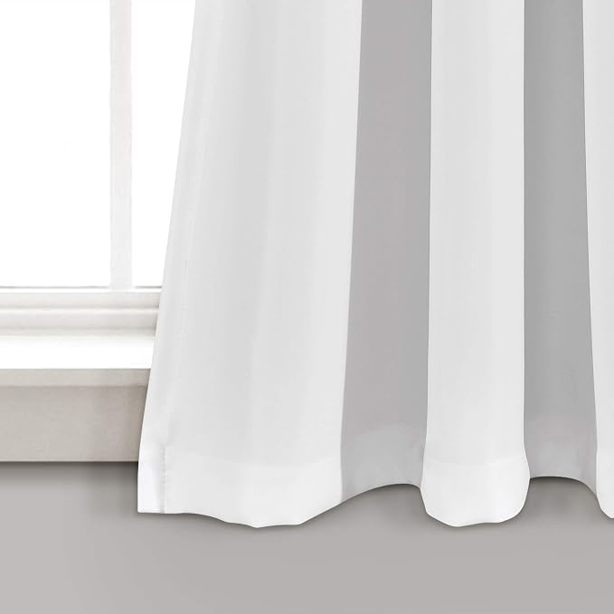 Lush Decor Weeping Flower Light Filtering Window Curtain Panels, Pair, 52"W x 63"L + 2" Header, Blue & Gray - Charming Modern Floral Curtains for Living Room, Dining Room, & Bedroom