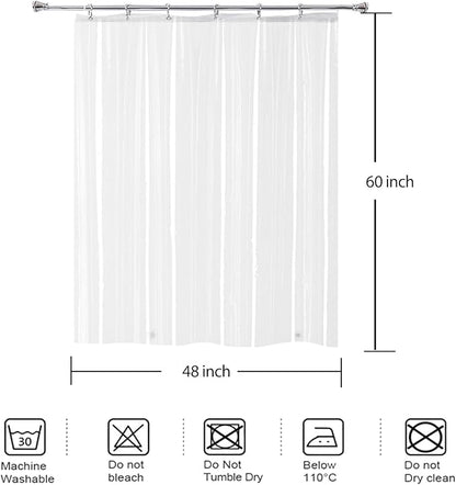 Clear RV Camper Short Shower Curtain Liner 48x60 for Single Bathroom | Transparent Small Peva Plastic Vinyl Shower Curtain Sets for Dorm Walk in Tub RV Shower Stall