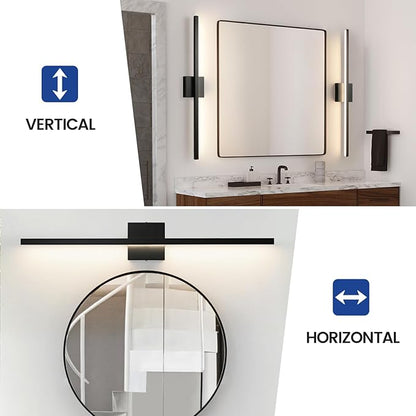 Black Bathroom Vanity Light - 31.5 inch Modern Bathroom Light Fixture Over Mirror 22W LED Dimmable Wall Sconce Lighting Fixture for Bedroom