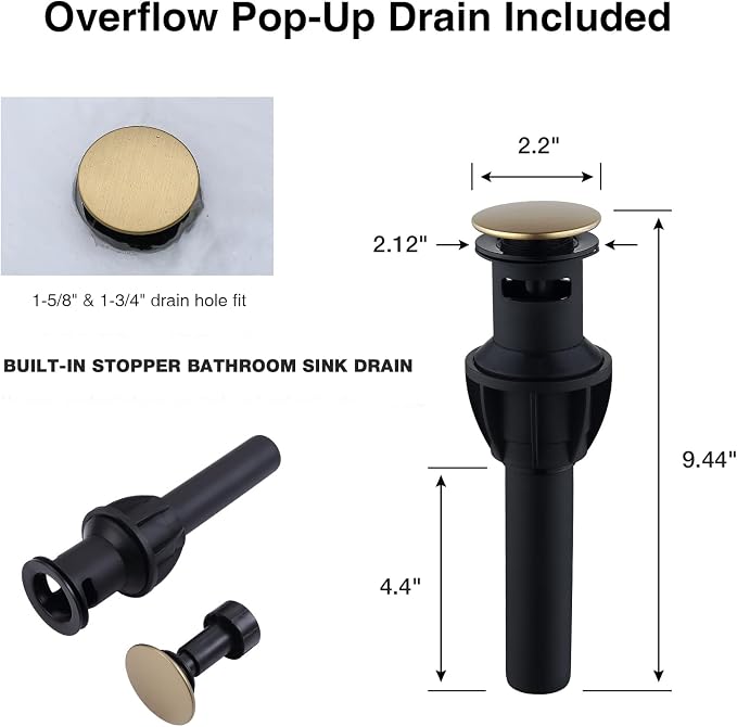 TRUSTMI 8 Inch Widespread Brushed Gold Bathroom Faucet 3 Hole 2 Handle Brass Vanity Sink Faucet with 360 Degree Swivel Spout, Overflow Drain and cUPC Waterlines