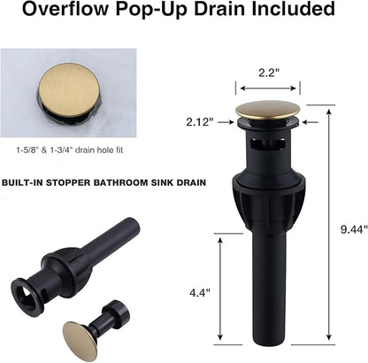 TRUSTMI 8 Inch Widespread Brushed Gold Bathroom Faucet 3 Hole 2 Handle Brass Vanity Sink Faucet with 360 Degree Swivel Spout, Overflow Drain and cUPC Waterlines