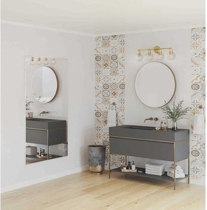 Hansford Collection 4-Light Clear Glass Farmhouse Bath Vanity Light Vintage Brass