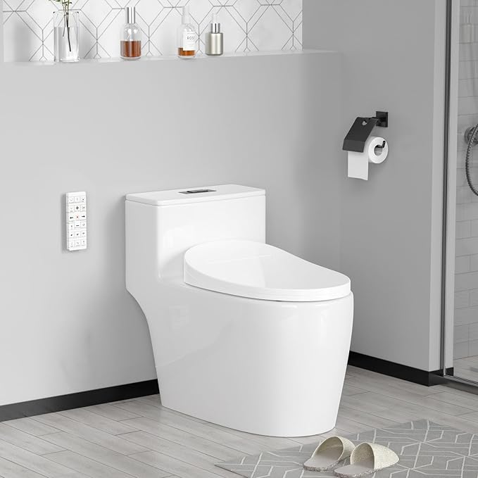 Bidet Toilet Seat Elongated, Unlimited Warm Water, Heated Toilet Seat, Warm Air Dryer, Rear and Front Washing, Soft Closed Toilet Lid, Night Light, Requires Outlet,white