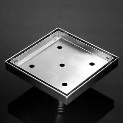 6 Inch Square Shower Drain with Tile Insert Grate, Brushed | 304 Stainless Steel, Square Tile Floor Drain for Bathroom, Removable Tile-In Drain Grate with Hair Strainer, cUPC Certified
