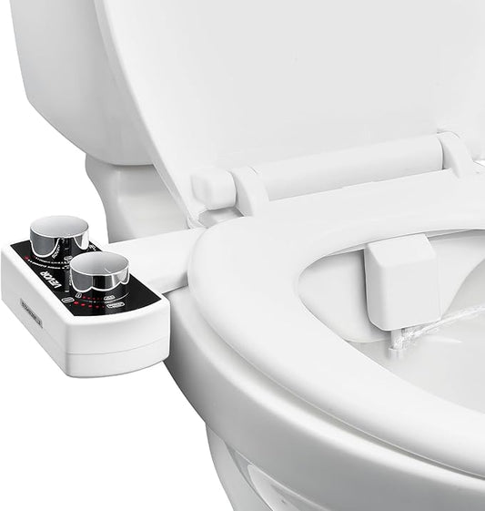 VEVOR Bidet Attachment for Toilet, Non-Electric Bidet Toilet Seat Attachment - Dual Retractable Nozzles, Adjustable Water Pressure, Easily Installed Cold Water Sprayer for Rear Feminine Wash, White
